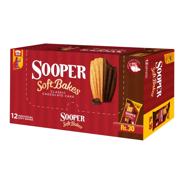 Peek Freans Sooper Soft Bake Cake Rs. 30 Box (Pack × 12) – Plain & Chocolate