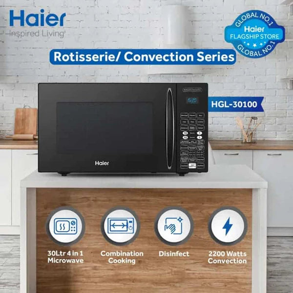 Haier HGL‑30100 30 L Convection + Grill Microwave Oven |  1-Year Warranty