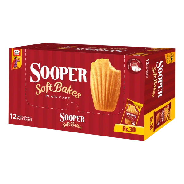 Peek Freans Sooper Soft Bake Cake Rs. 30 Box (Pack × 12) – Plain & Chocolate