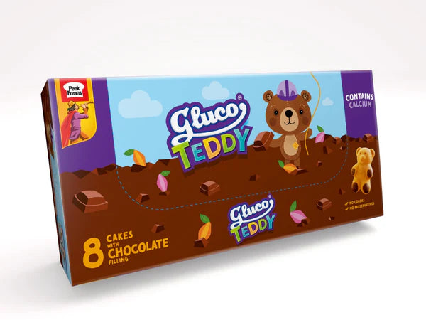 Peek Freans Gluco Teddy Chocolate & Milk Cake Rs. 40 Box (8 Packs)